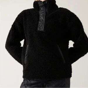 Athleta Black Sherpa Zip Up Jacket